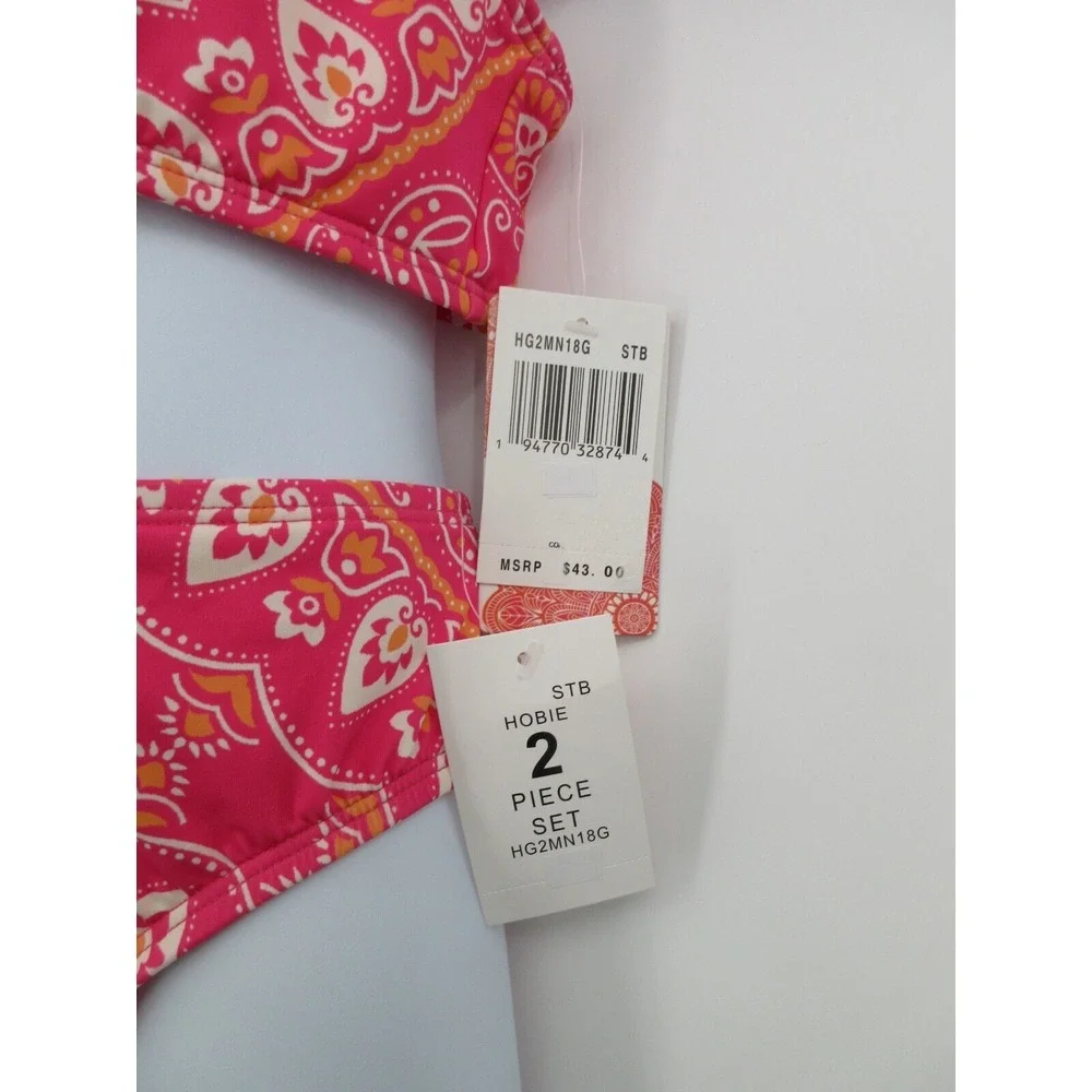 HOBIE GIRLS‎ BANDANA 2 PIECE BIKINI SWIMSUIT Girl's Size 7 PINK